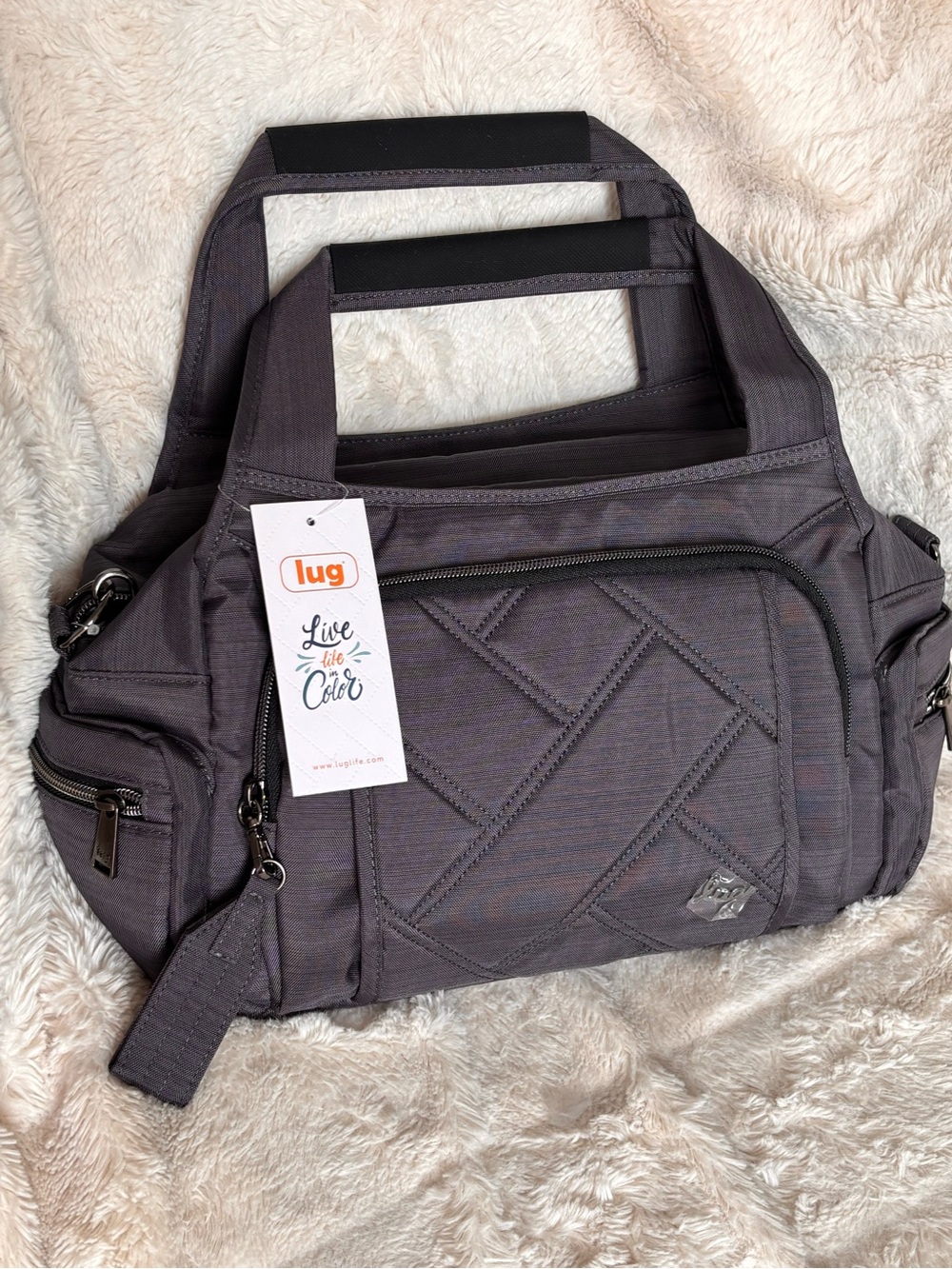 NWT Lug Rumble Satchel Bag, Brushed Grey